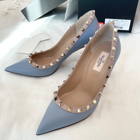 NWT Valentino Garavani Blue Niagara high heels pumps rockstud EU37 US6.5 - Picture 3 of 12